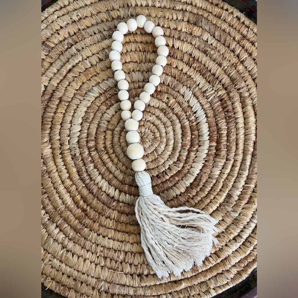 Natural wooden beads on macramé cording